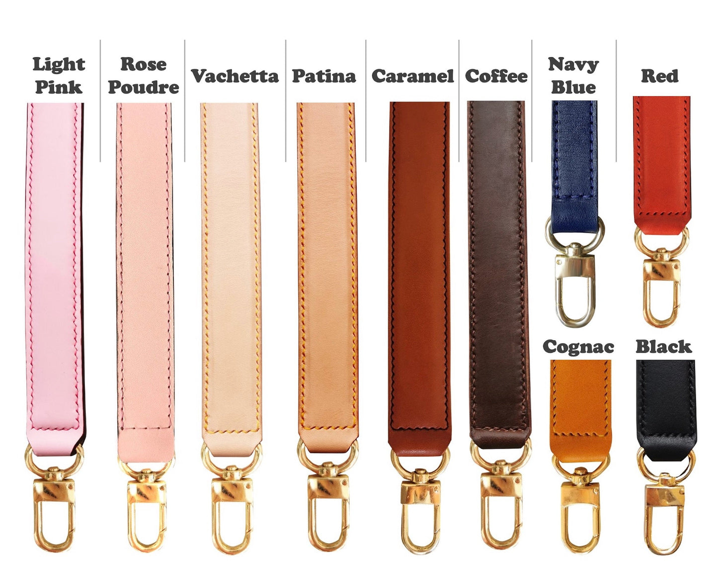 2.5cm Width - Vachetta Thick Strap, Customized in Any Length, Universal Designer Tote Crossbody Bag Top Handle Purse with Gold Claw Clasps