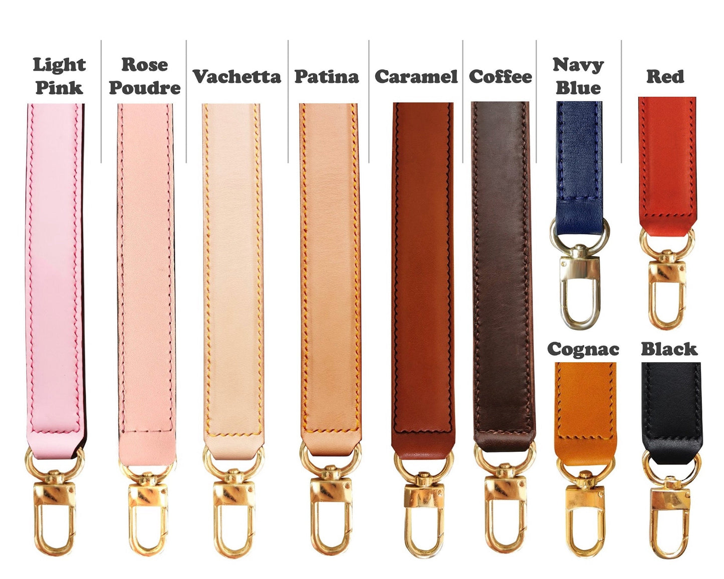2.5cm Width - Vachetta Thick Strap, Customized in Any Length, Universal Designer Tote Crossbody Bag Top Handle Purse with Gold Claw Clasps