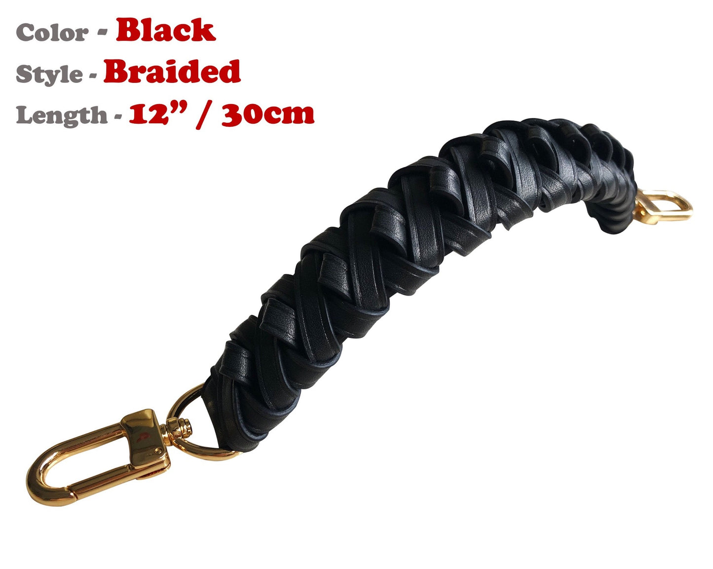 Braided Woven Handbag Strap for NeoNoe MM, Real Leather, Designer Tote, Top Handle Purse, Gold Silver Brass Clasps
