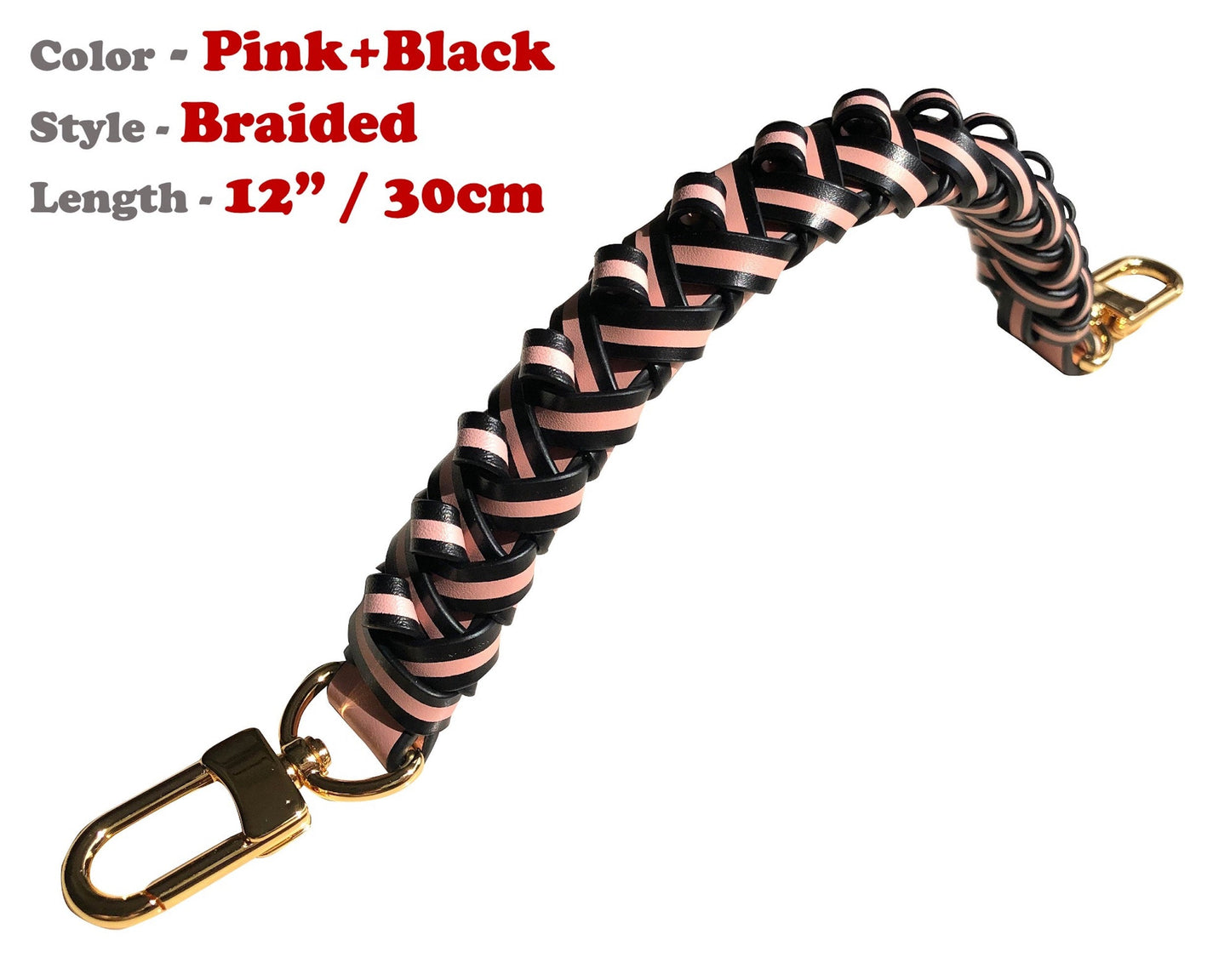 Braided Woven Handbag Strap for NeoNoe MM, Real Leather, Designer Tote, Top Handle Purse, Gold Silver Brass Clasps