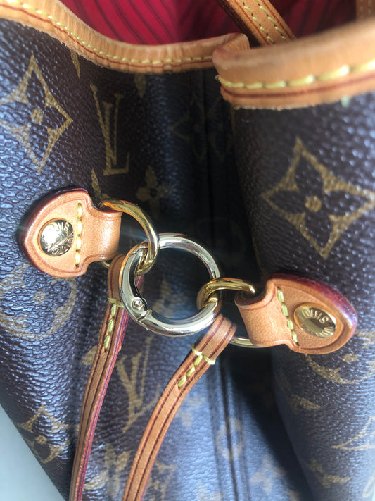 Cinch Neverfull Sides with Gold Ring Hooks and Vachetta Patina Leather Drawstrings