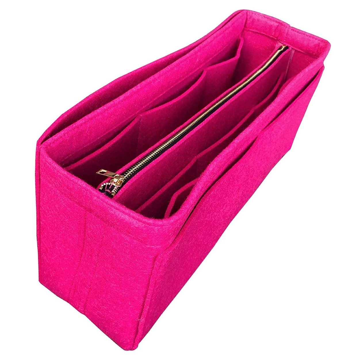 [Wilshire MM Organizer] Felt Purse Insert with Middle Zip Pouch, Customized Tote Organize, Bag in Handbag (Style B)