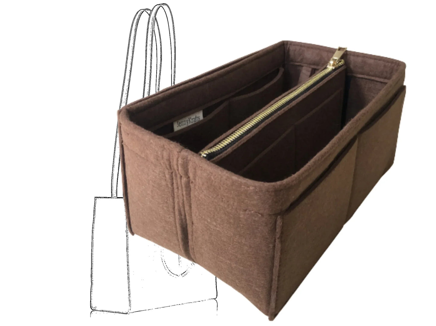 For [Telfar Medium Shopping Bag] Insert Organizer Liner (Style B)