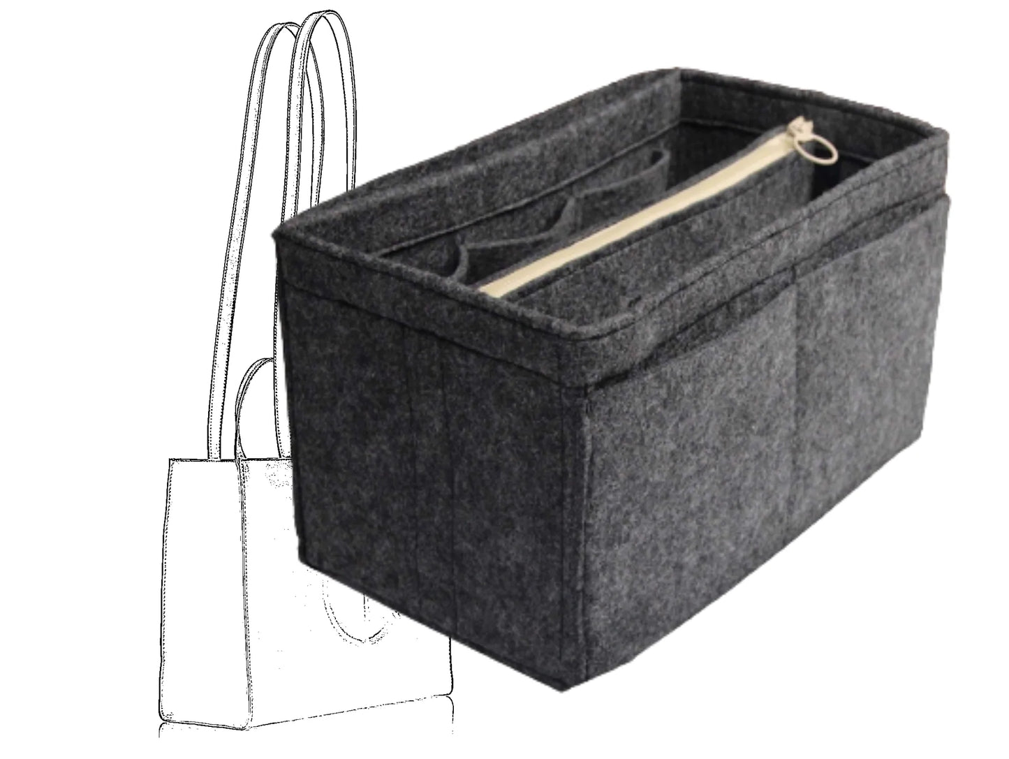 For [Telfar Medium Shopping Bag] Insert Organizer Liner (Style B)