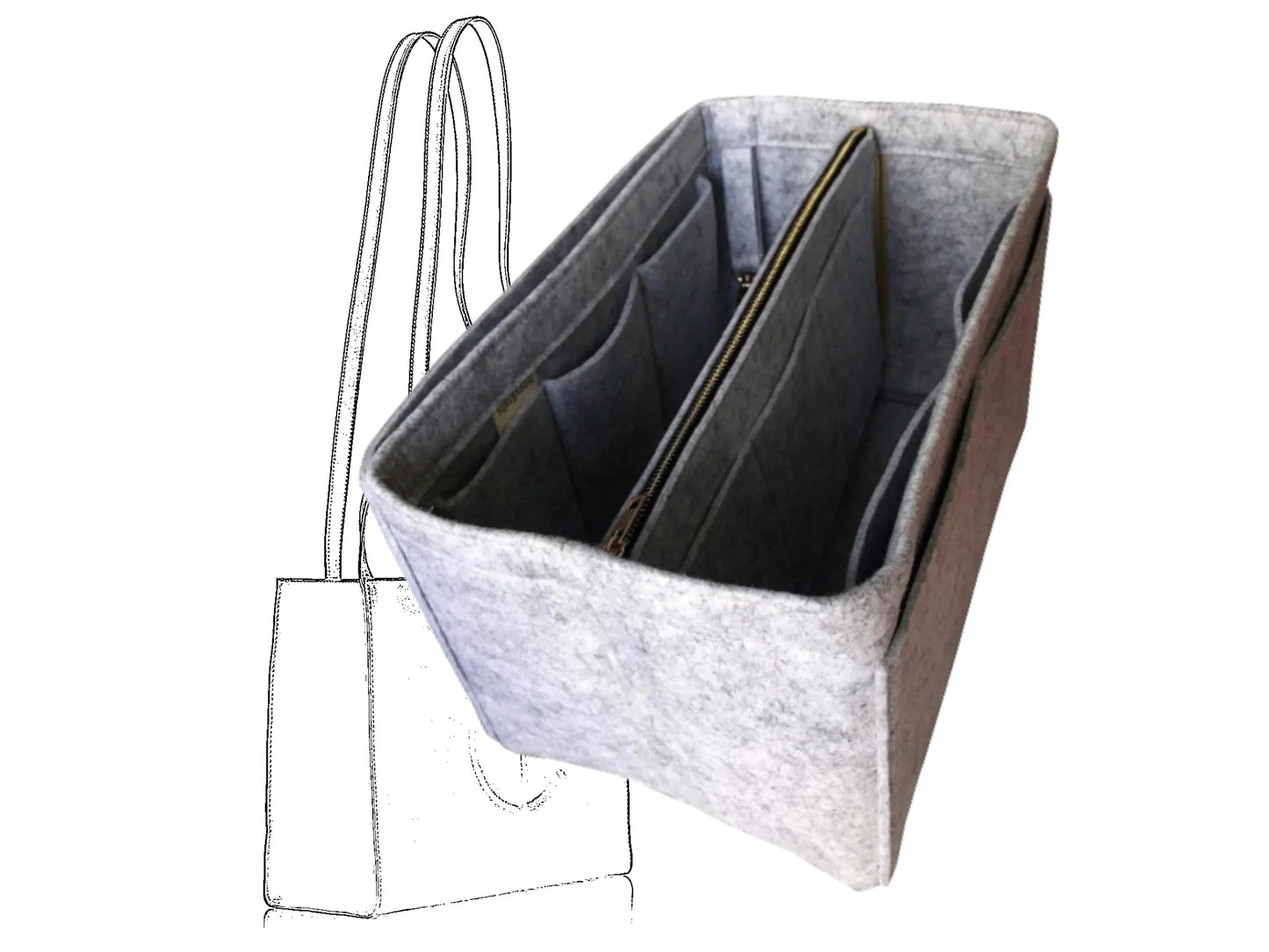 For [Telfar Medium Shopping Bag] Insert Organizer Liner (Style B)