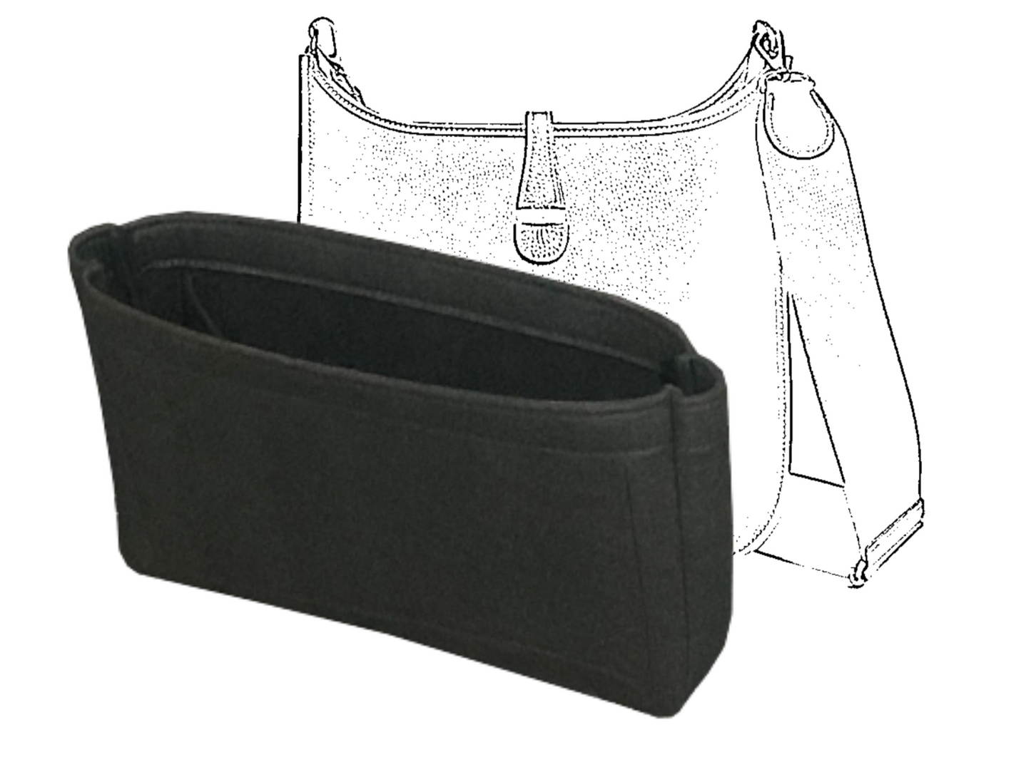 [Evelyne TPM Organizer] Felt Purse Insert with Slim Design, Customized Bag Liner Protector Shaper (Style MT)