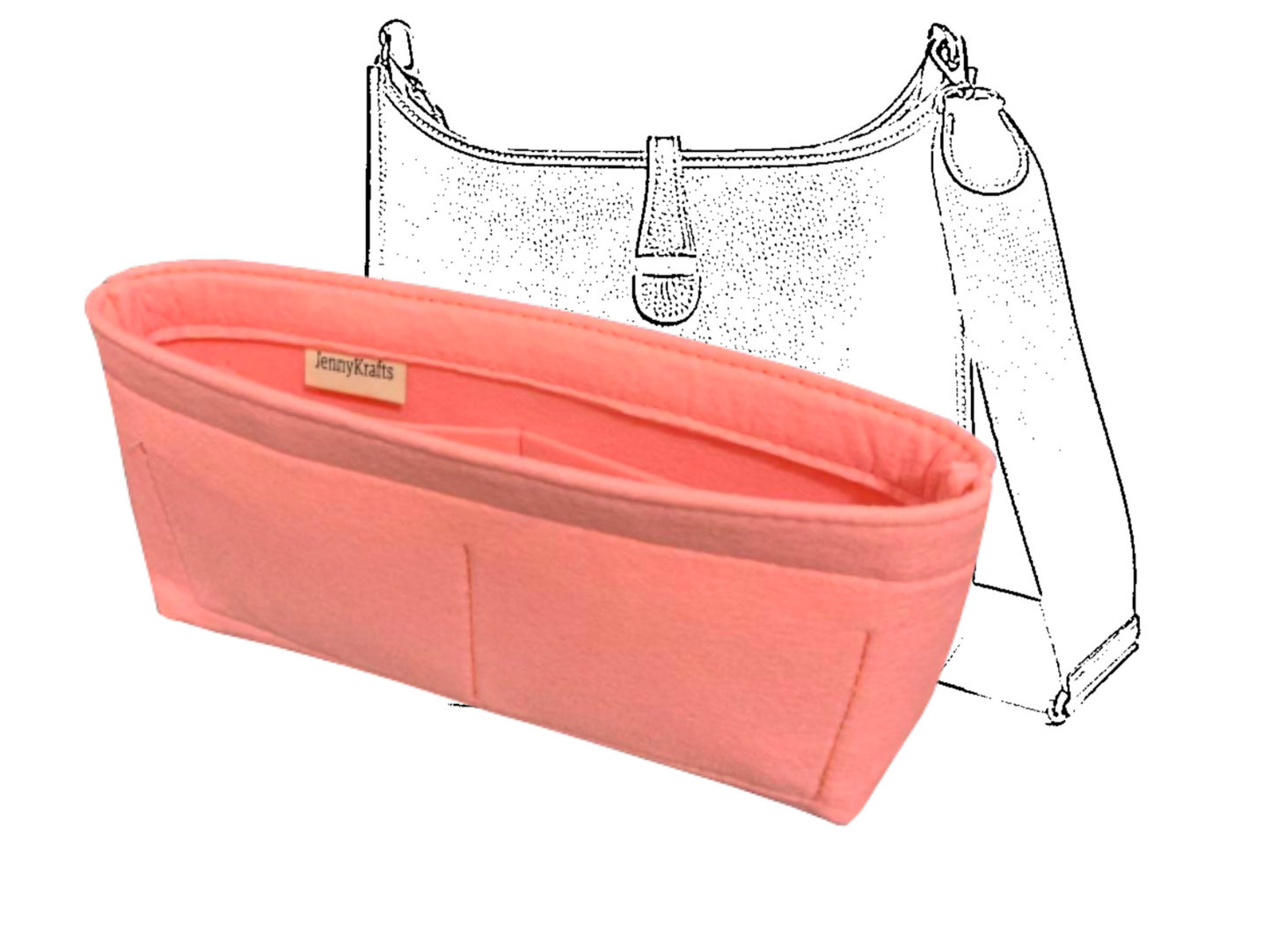 [Evelyne TPM Organizer] Felt Purse Insert with Slim Design, Customized Bag Liner Protector Shaper (Style MT)