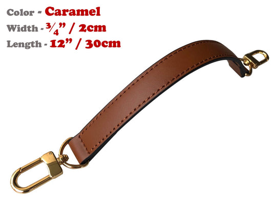 2cm Width - Handbag Strap, Genuine Vachetta Leather, Customized in Any Length, Designer Tote, Top Handle Purse, Gold Silver Brass Clasps