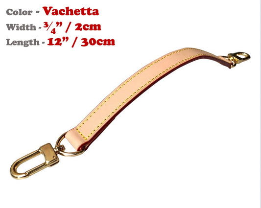 2cm Width - Handbag Strap, Genuine Vachetta Leather, Customized in Any Length, Designer Tote, Top Handle Purse, Gold Silver Brass Clasps